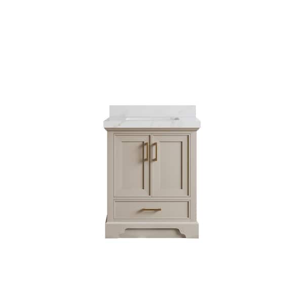 Willow Collections Charlotte 30 in. Single Sink Freestanding Fine Grain Bath Vanity with Calacatta Sienna Qt. Top Unassembled
