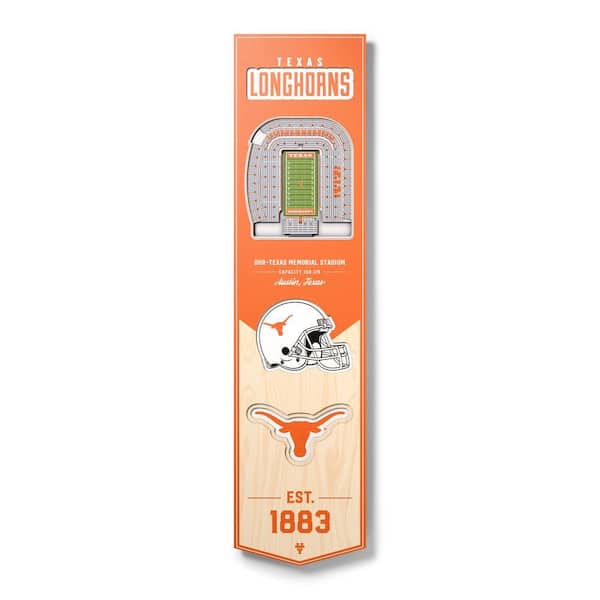 NCAA Texas Longhorns Wooden 8 x 32 3D Stadium Banner Decorative Sign -Darrell K Royal-Texas Memorial Stadium
