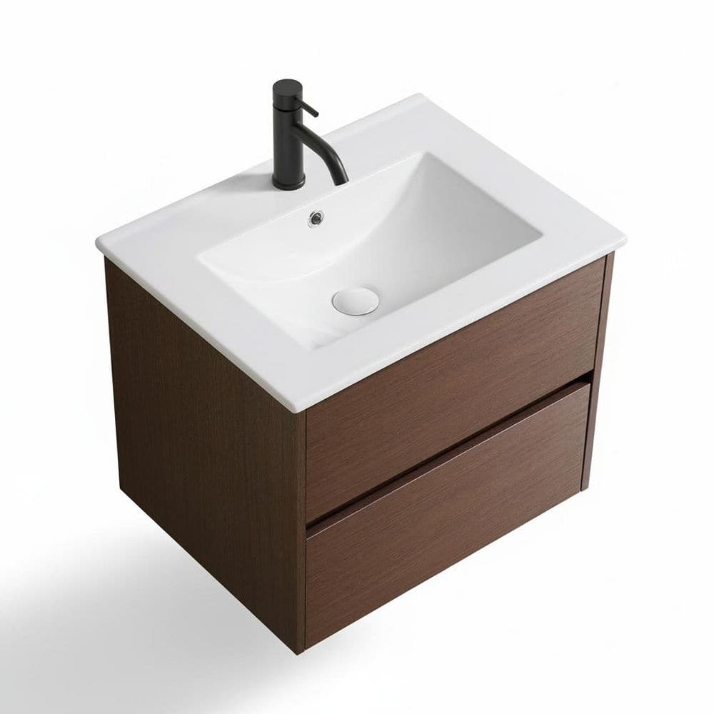 Lycvki 23 in. Dark Walnut Bathroom Vanity and Vessel Sink Mounted