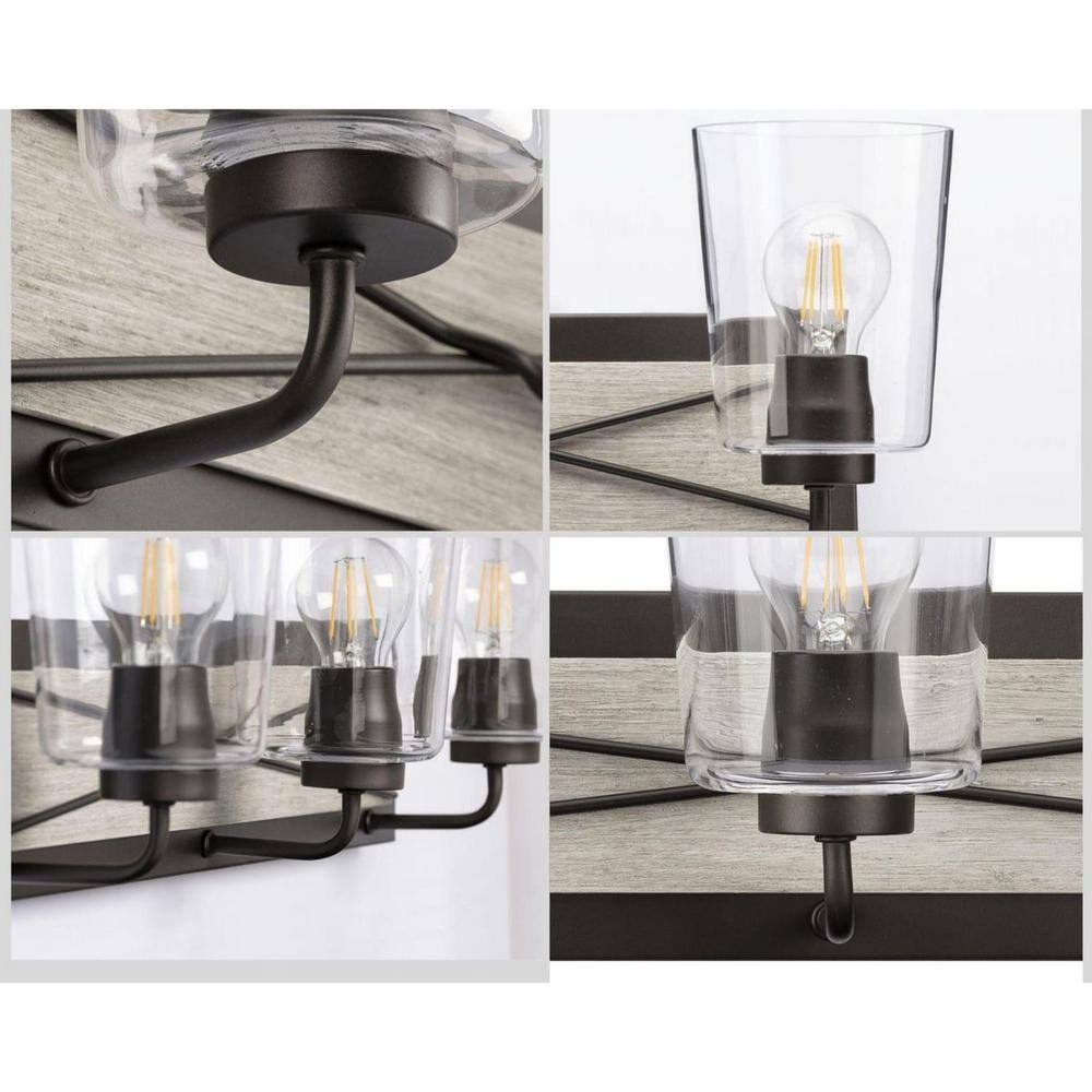 Briarwood 3-Light Graphite and Clear Glass Bath Vanity Fixture