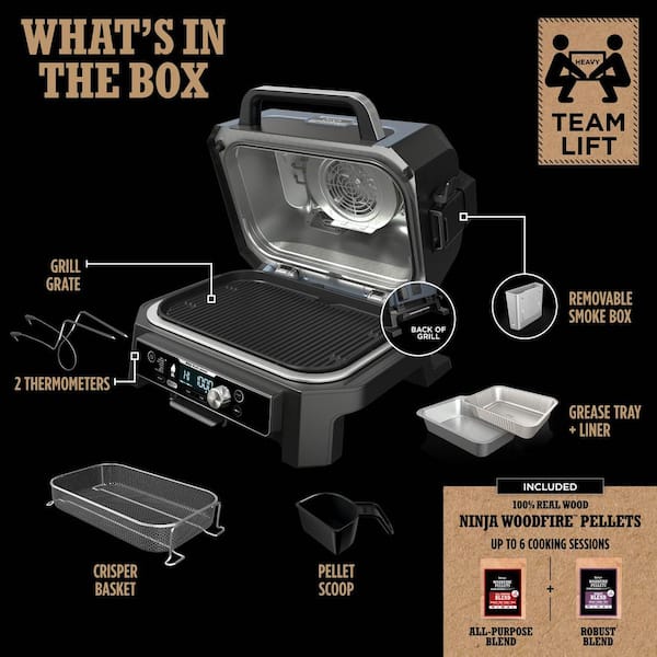 NINJA Woodfire Pro Connect Premium XL Outdoor Electric Grill and