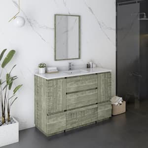 Formosa 48 in. W x 20 in. D x 35 in. H Bath Vanity in Sage Gray with Vanity Top in White with 1-White Sink and Mirror