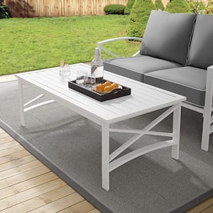Kaplan White Rectangle Metal Outdoor Coffee Table
