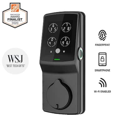 Secure PRO Matte Black Smart Lock Deadbolt with 3D Fingerprint and Wi-Fi (Works with Alexa and Google Home)