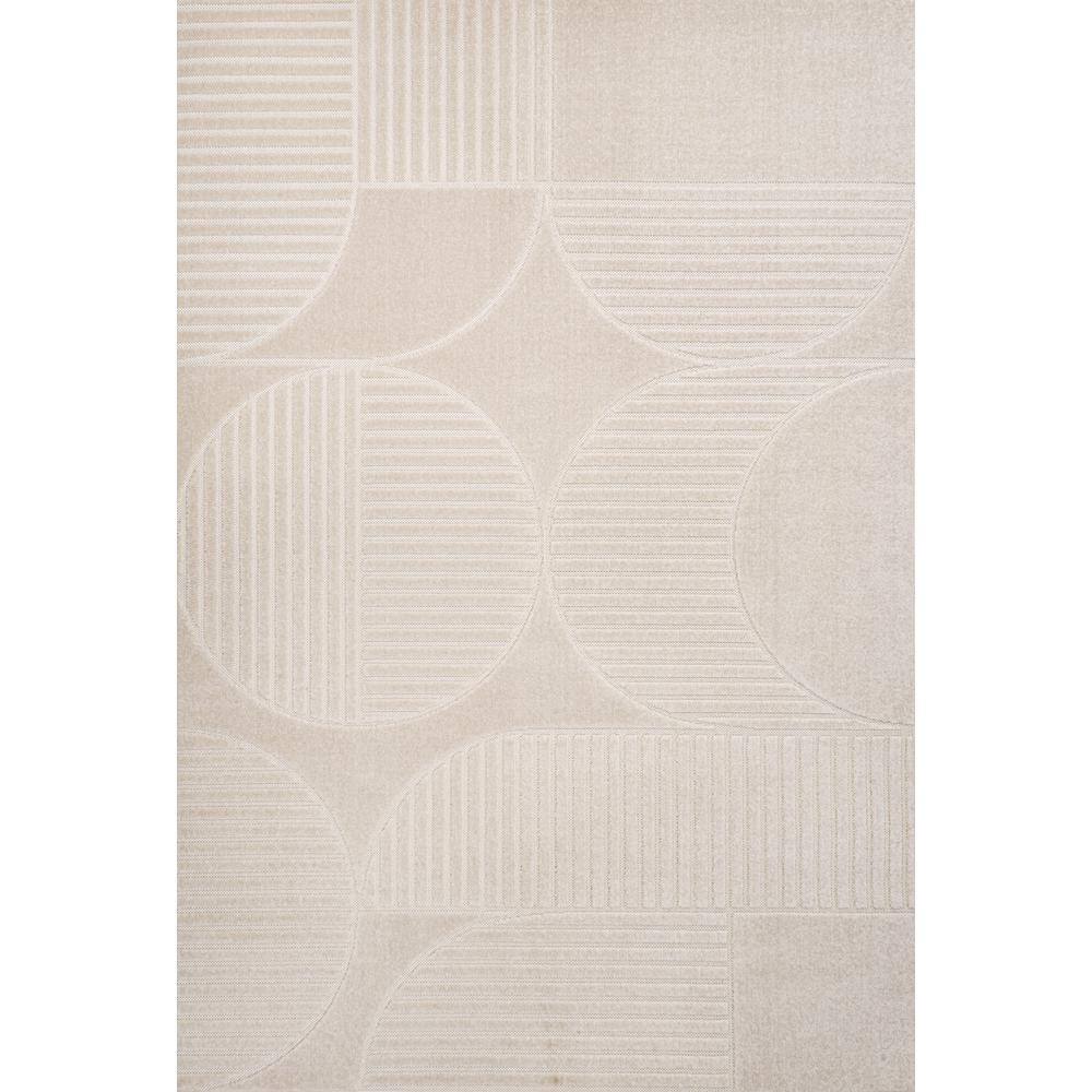Ivory and Cream Geometric High-Low 8' x 10' Area Rug