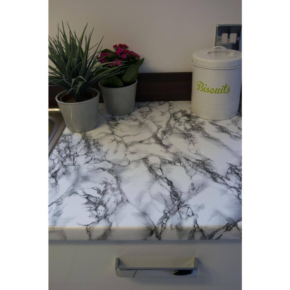 Matte White and Black Marble Self-Adhesive Film