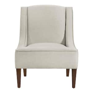Leabury Classic Swoop Upholstered Accent Chair in Oatmeal Beige (28" W)