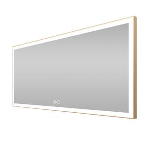 RECA 60 in. W x 28 in. H Rectangular Single Aluminum Framed Anti-Fog LED Light Wall Bathroom Vanity Mirror in Gold