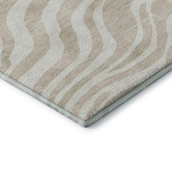 Mayfield Premium Machine Washable Abstract AMF1042 Beige 8 ft. x 10 ft. Area Rug