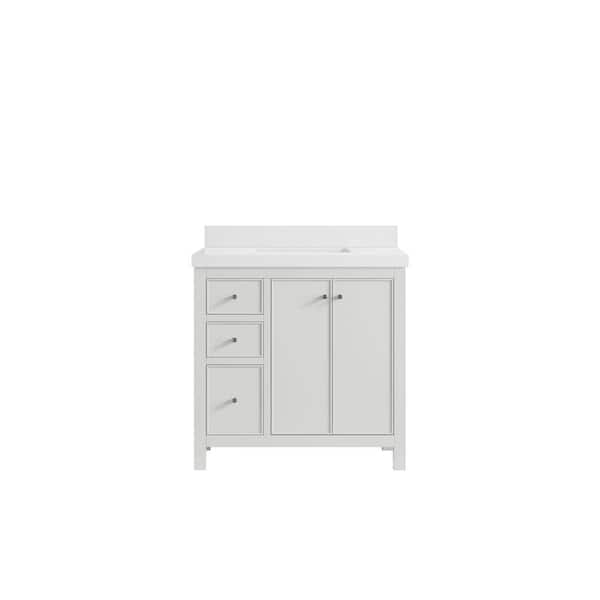 Willow Collections Chicago 36 in. Single Sink Freestanding White Bath Vanity with White Qt. Top Unassembled