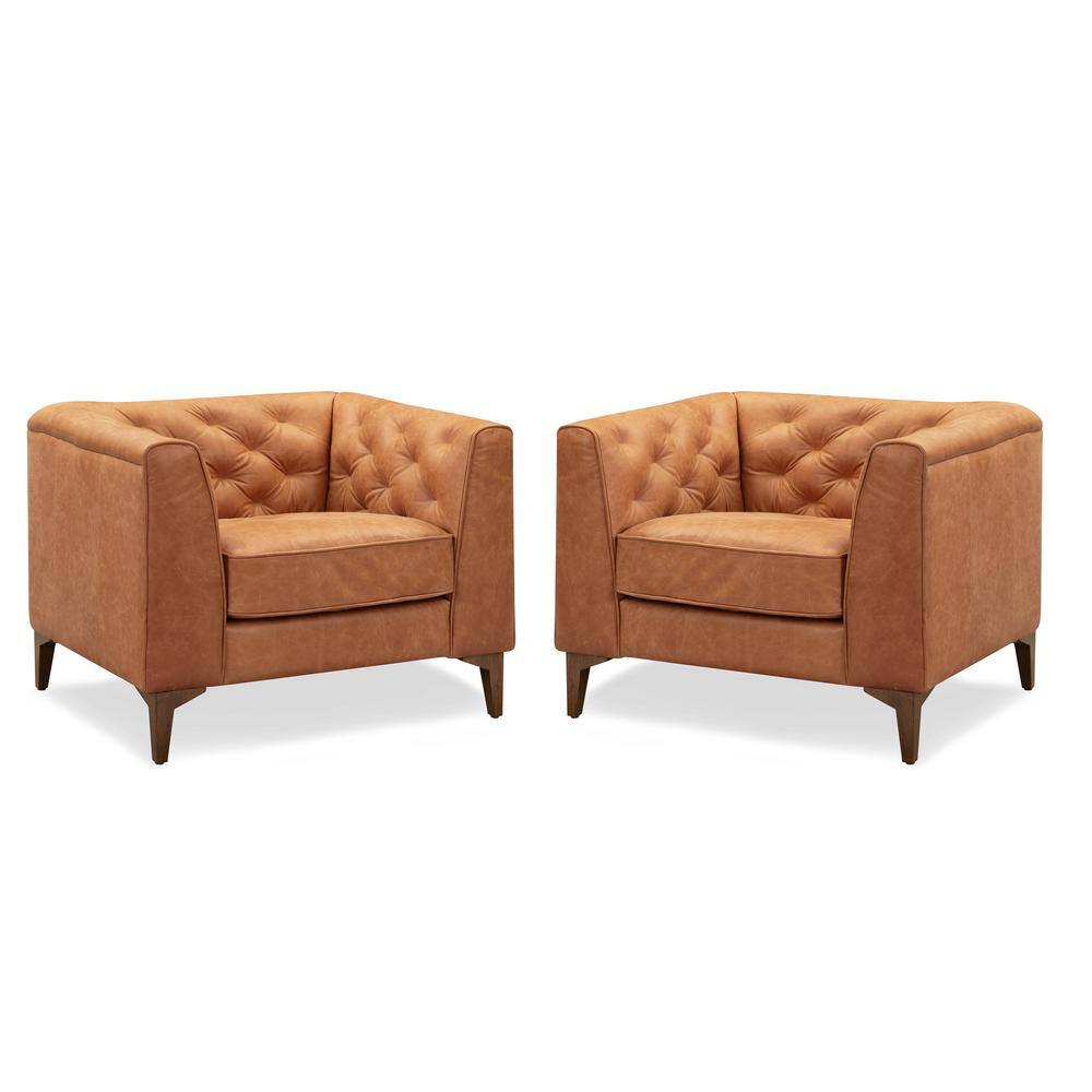 Poly and Bark Essex Lounge Arm Chair in Cognac Tan (Set of 2) LR559TANX2 The Home Depot
