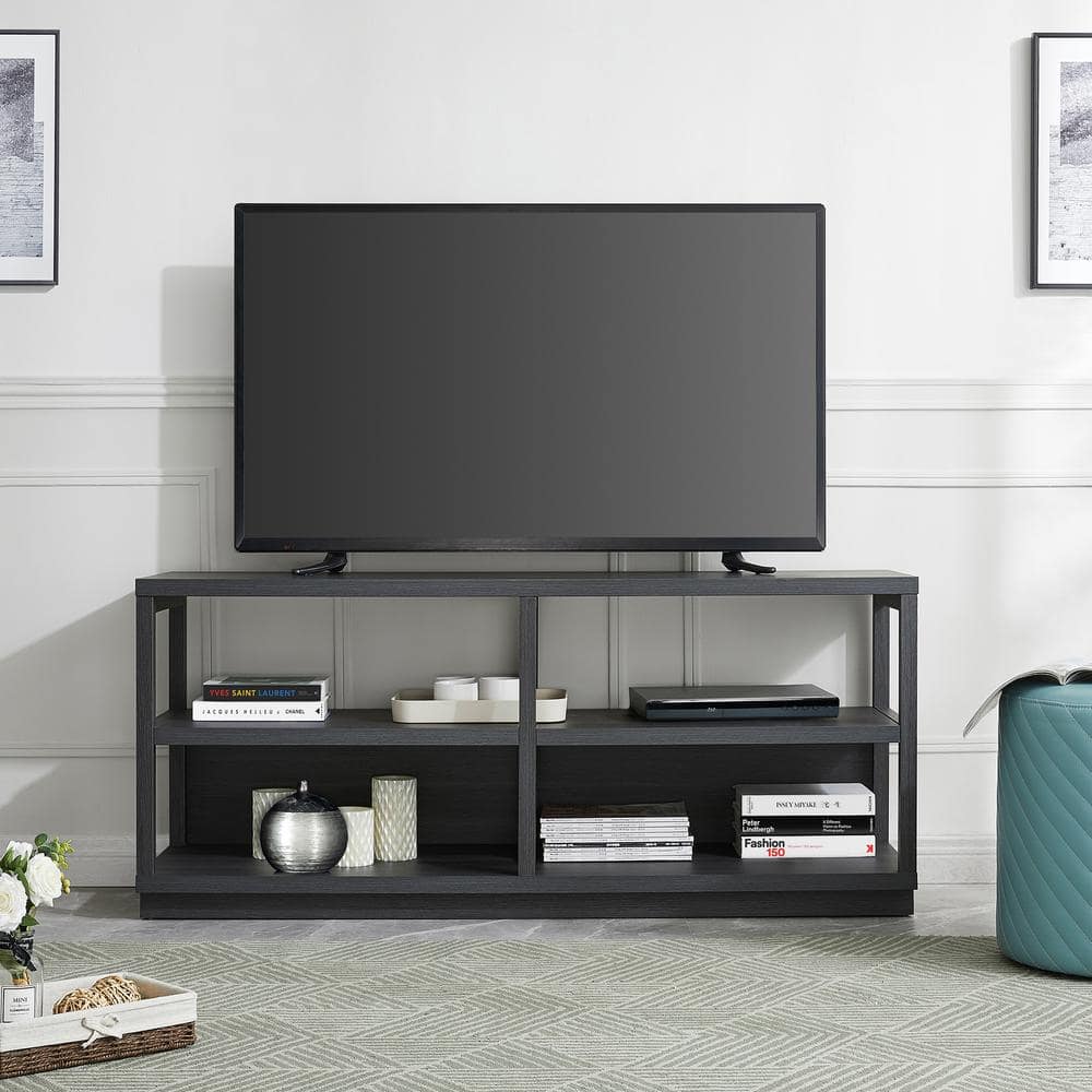 Thalia Charcoal Gray Open Plan 55" MDF TV Stand