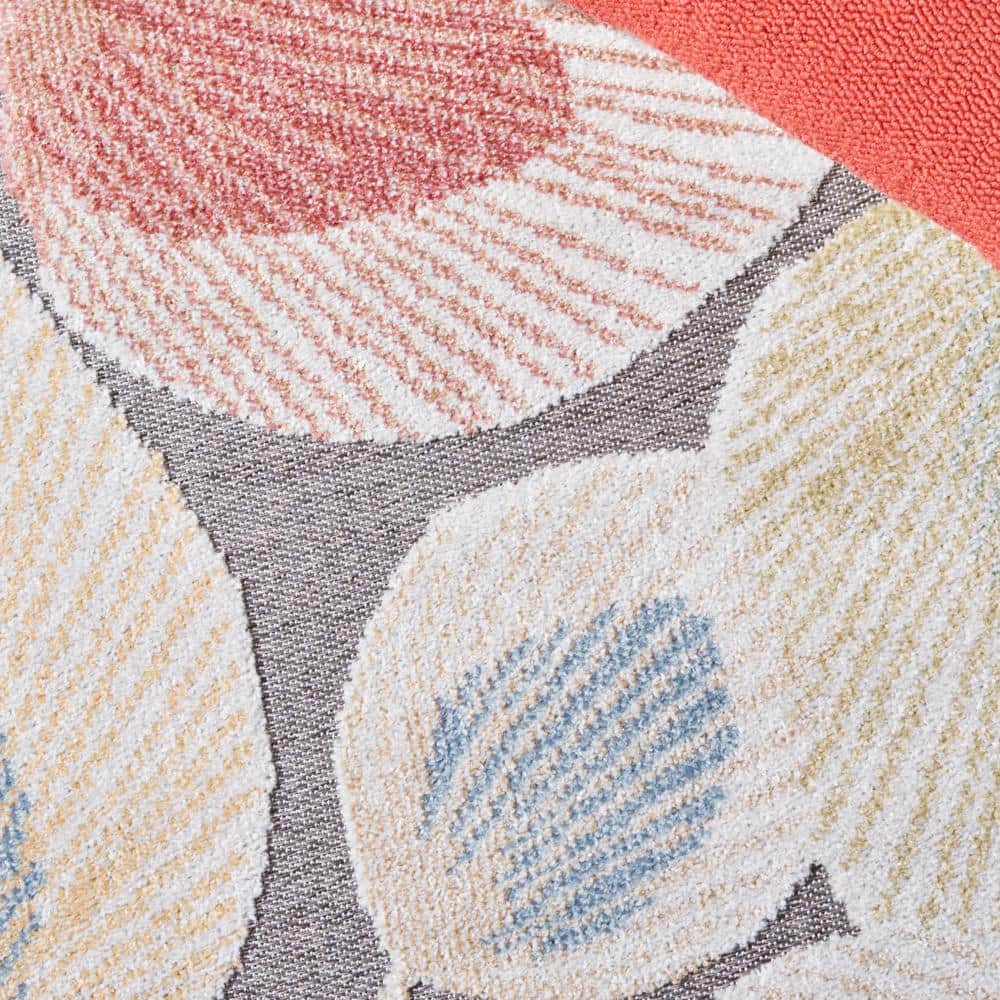 Beige and Grey Floral Synthetic 8' x 10' Reversible Area Rug