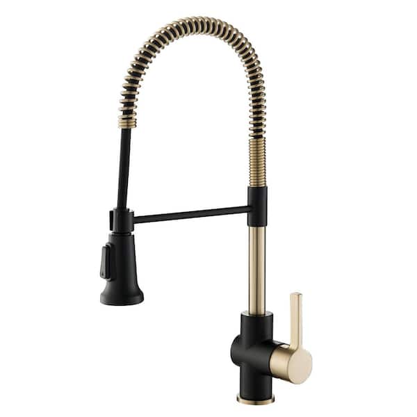 KRAUS Britt Single-Handle Pull Down Kitchen Faucet with Dual Function Sprayer in Brushed Gold/Matte Black