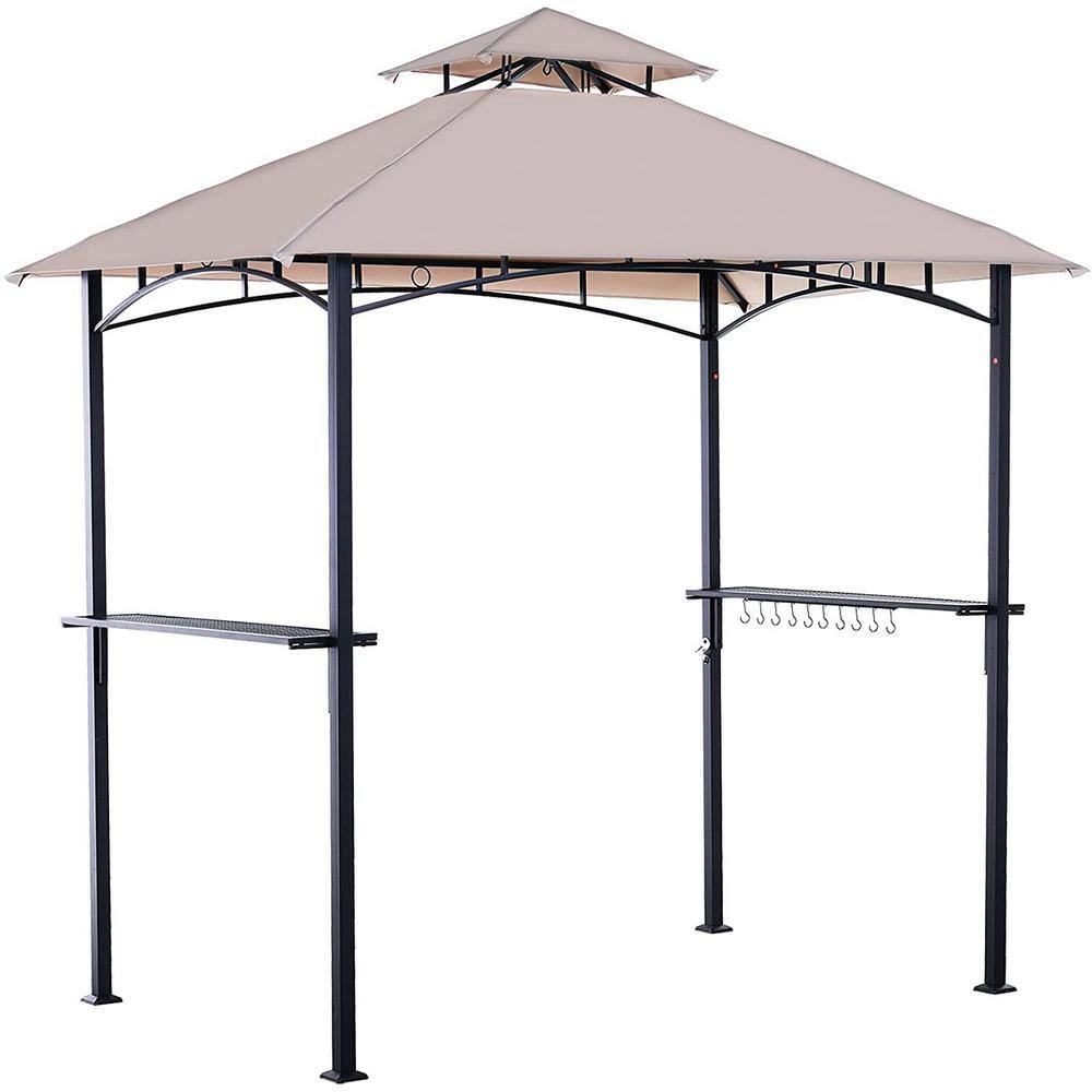 Yangming 8 ft. x 5 ft. Steel Champagne Outdoor Patio Grill Gazebo BBQ ...