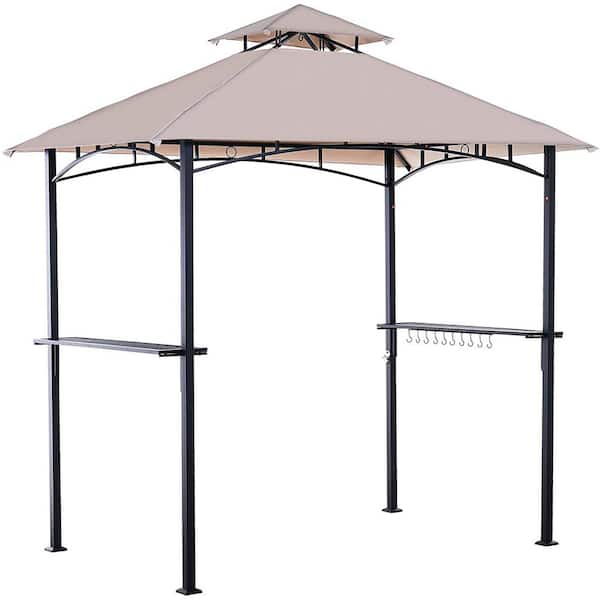 Yangming 8 ft. x 5 ft. Steel Champagne Outdoor Patio Grill Gazebo BBQ