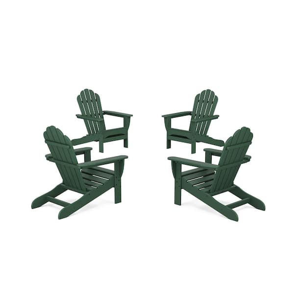 Trex Outdoor Furniture Monterey Bay 4-Piece Plastic Patio Conversation Set Adirondack Chair in Rainforest Canopy