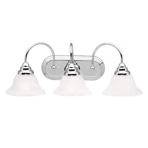 Telford 24.75 in. 3-Light Chrome Transitional Bathroom Vanity Light with Frosted Glass Shade