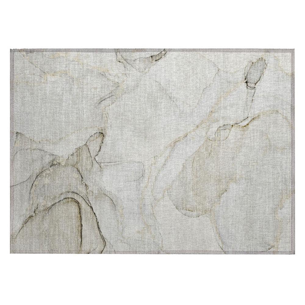 Beige and Ivory 2 ft. x 3 ft. Woven Abstract Polyester Rectangle Indoor/Outdoor Area Rug price history on PriceWatchPro