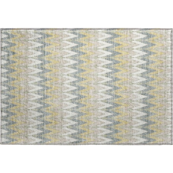 Mayfield Premium Machine Washable Abstract AMF2558 Ivory 2 ft. x 3 ft. Accent Rug