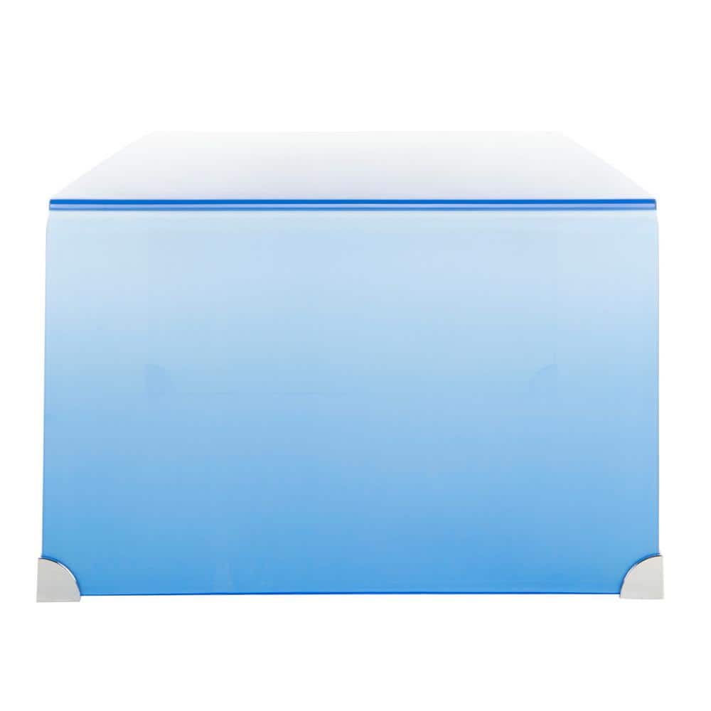 Crysta 47'' Blue Ombre Rectangular Glass Coffee Table