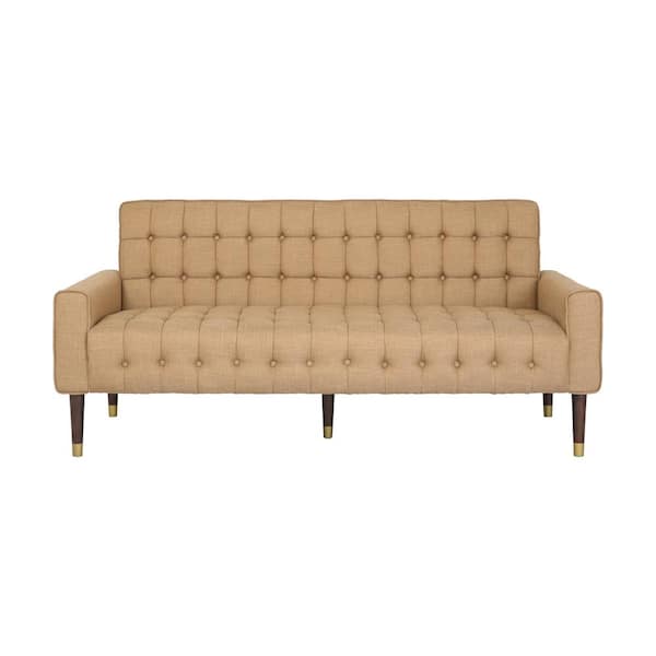 Unbranded Hertford 70 in. Clay/Gold Polyester 3-Seater Tuxedo Sofa with Square Arms