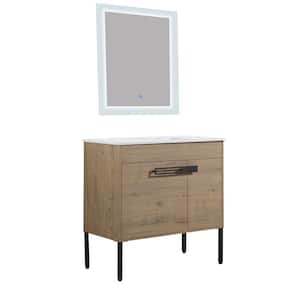 Victoria 36 in. W x 18 in. D x 35 in. H Freestanding Modern Design Single Sink Bath Vanity with Top and Cabinet in Wood