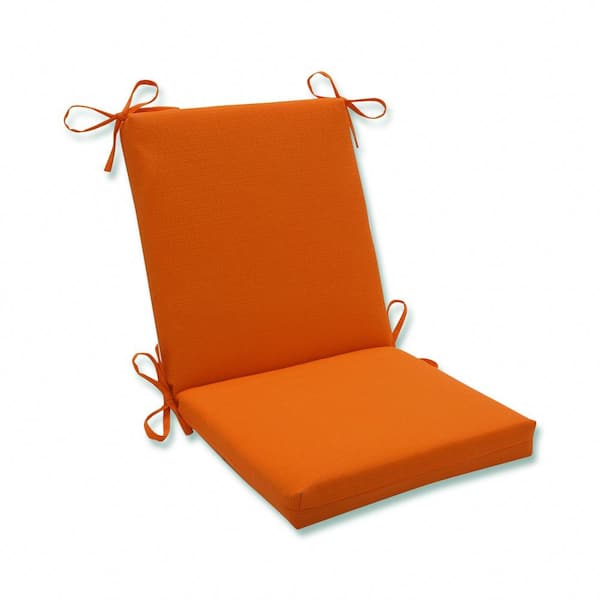 Pillow Perfect Solid Outdoor/Indoor 18 in W x 3 in H Deep Seat, 1-Piece Chair Cushion and Square Corners in Orange Sundeck