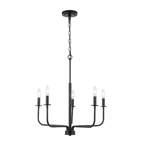 Bel Air Lighting Tennyson 5-Light Black Candle Chandelier