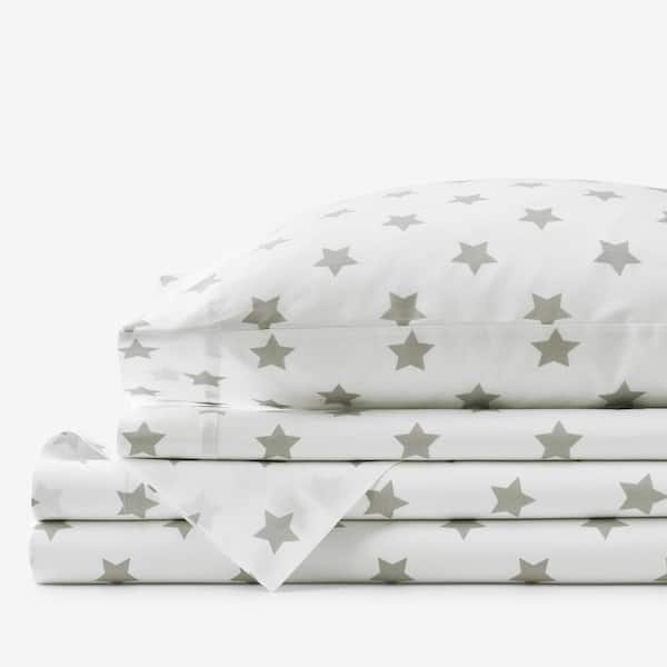 The Company Store Stars Gray Organic Cotton Percale Twin XL Sheet Set
