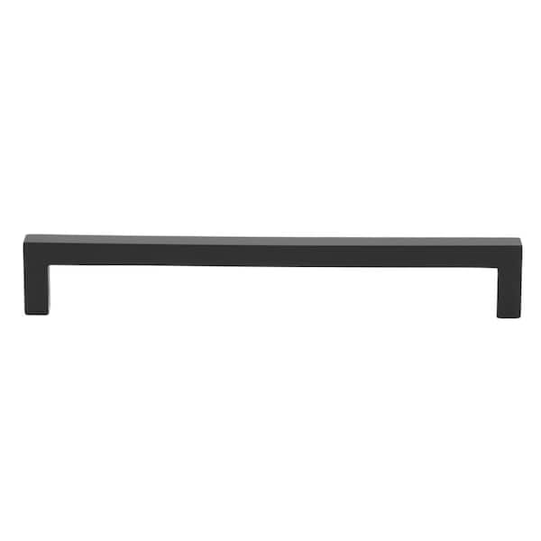 GLIDERITE 7-9/16 in. Matte Black Solid Square Slim Cabinet Drawer Bar Pulls (10-Pack)