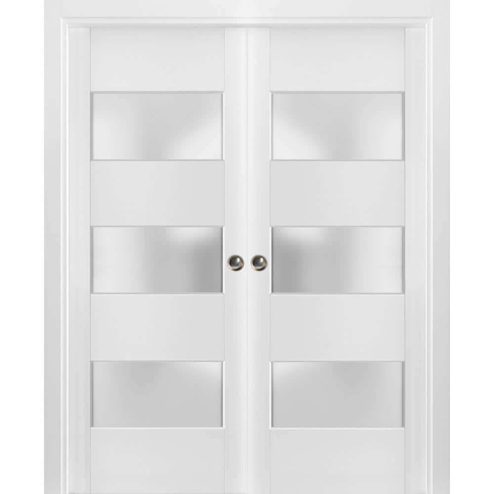 36 in. x 84 in. 2 Panel White Finished Solid Wood Sliding Door with Hardware price history on PriceWatchPro
