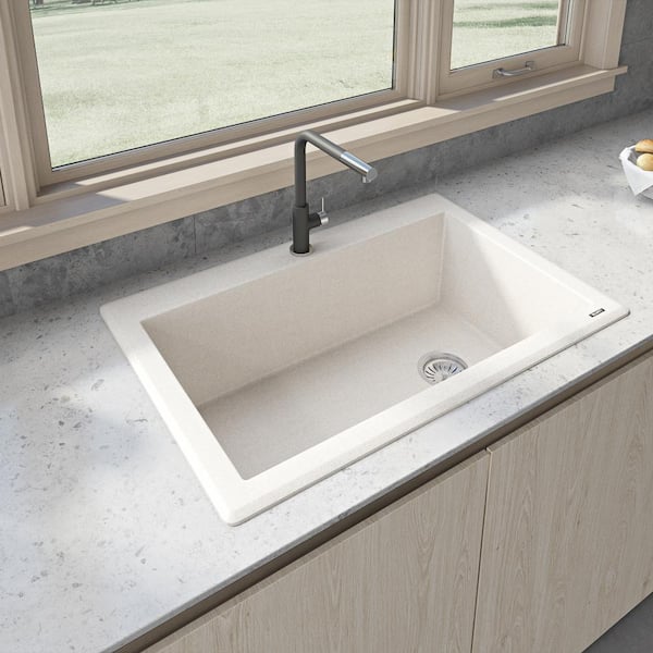 epiGranite 33 in. Drop-in Topmount SIngle Bowl Kitchen Sink in Caribbean Sand Granite Composite