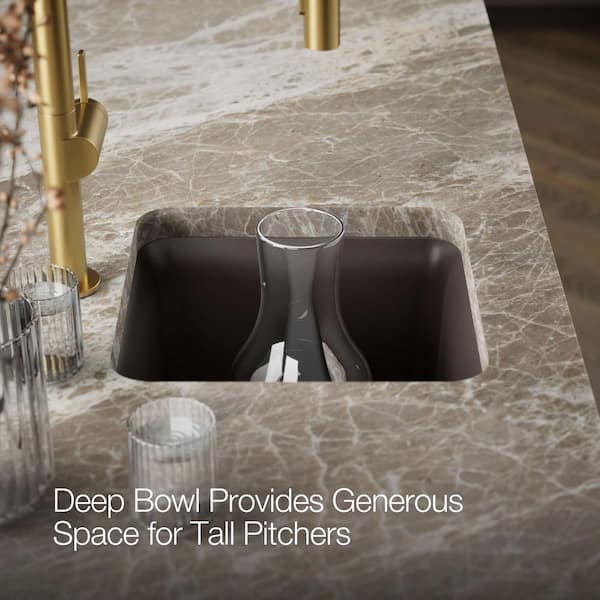 KOHLER Cairn Matte Brown Granite Composite 16 in. Undermount Bar