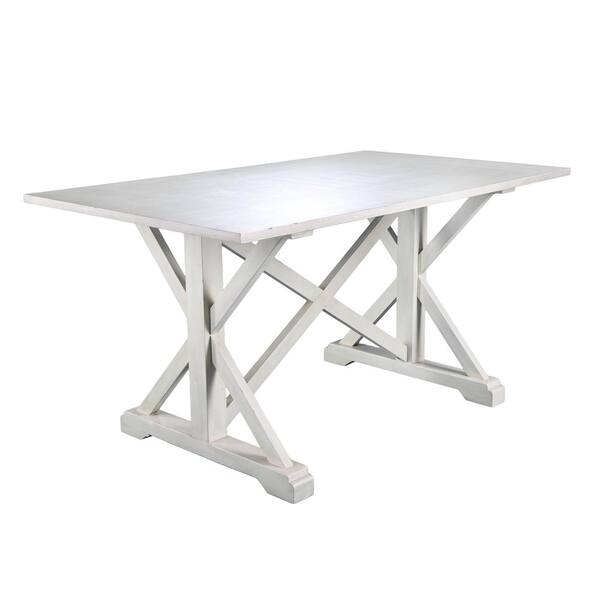 Wexer 35 in. Rectangle Distressed White Finish MDF Top Farmhouse 6 Person Dining Table