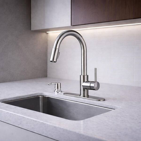 ANZZI Expedition 16 in. 1-Handle Pull-Down Sprayer Kitchen Faucet