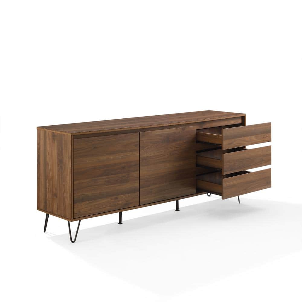 Teagan Brown Oak Mid Century Record Storage Sideboard Cabinet