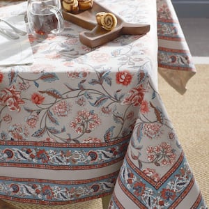 Floral Blossoms Green Floral Cotton Tablecloth