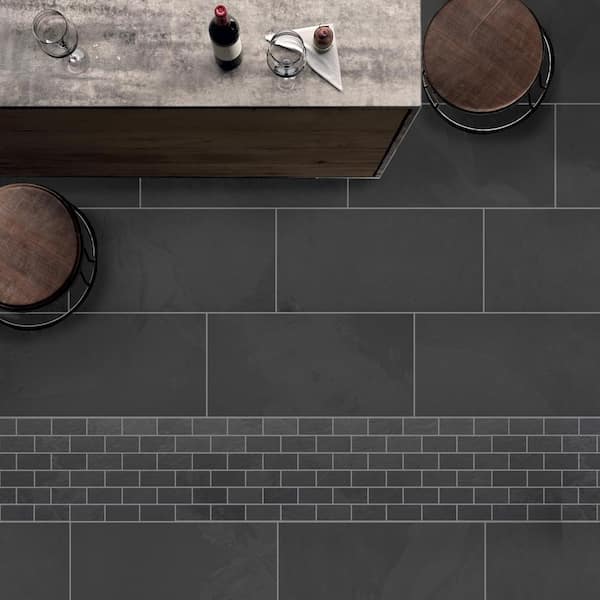 Galactic Slate Black 12 in. x 24 in. Matte Porcelain Floor and Wall Tile (13.62 sq. ft/ case)