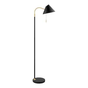 Tramble 59 in. Black Arc Metal Shade Floor Lamp with Pull Chain Switch