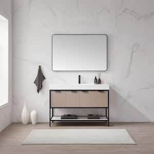 Marcilla 48 in. W x 20 in. D x 34 in. H Single Sink Bath Vanity in Almond Coffee with White Integral Sink Top