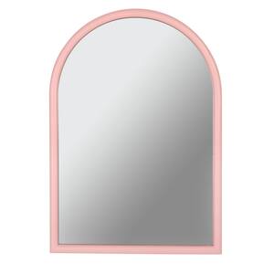 Medium Arched Wood Framed Cherry Blossom Pink Mirror (19 in. W x 27 in. H)