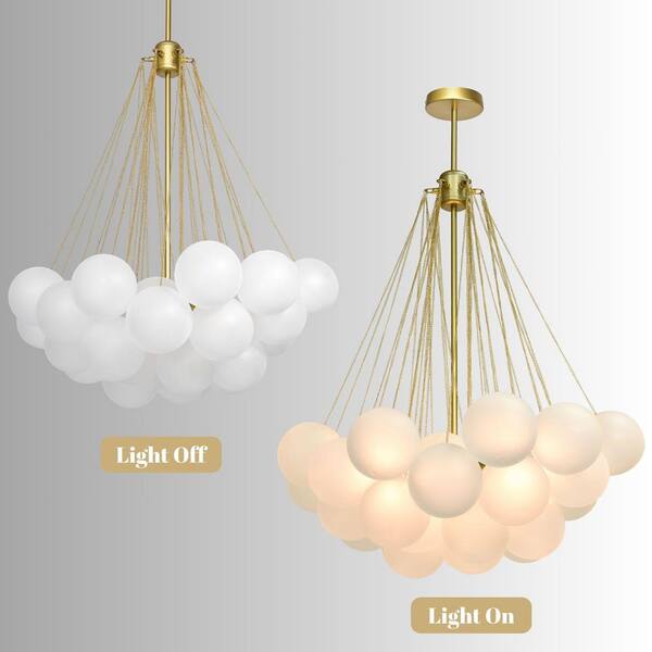 Y'INSP Lyra 3-Light Gold Nordic Bubble Ball Chandelier with 37