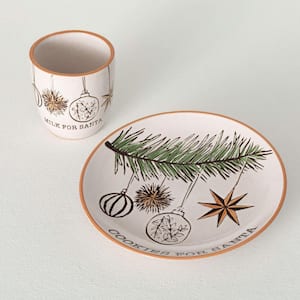 Modern White Christmas Plate and Mug Set of 2