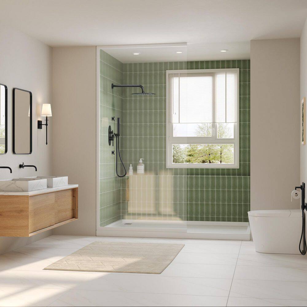 Matte Black 12" Ceiling Mounted Rainfall Shower System with Jets