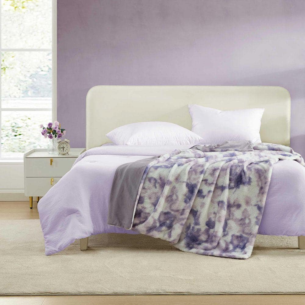 BETSEY JOHNSON Sunset Tie Dye 1-Piece Dusk Purple Faux Rabbit Fur