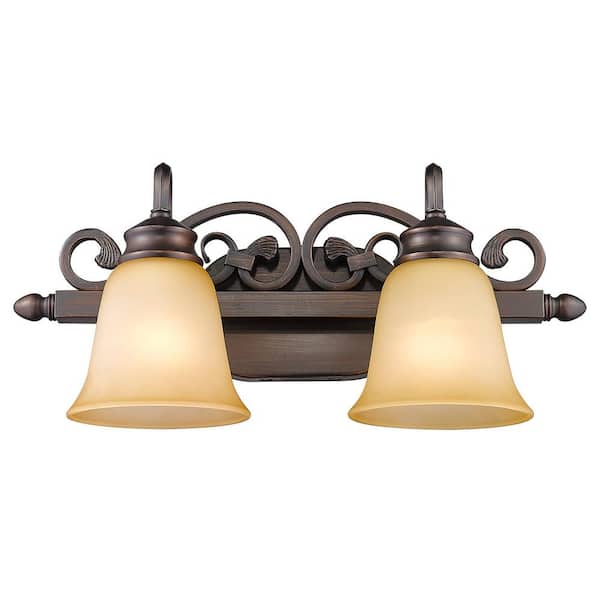 Golden Lighting Belle Meade Collection 2-Light Rubbed Bronze Bath Vanity Light