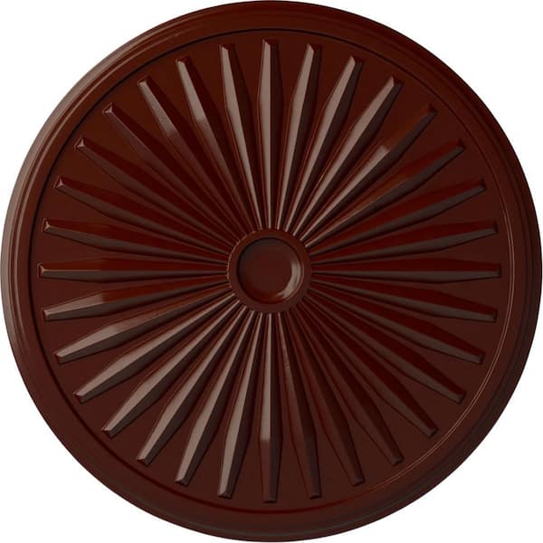 Ekena Millwork 1-3/8" x 33-1/8" x 33-1/8" Polyurethane Leandros Ceiling Medallion, Brushed Mahogany