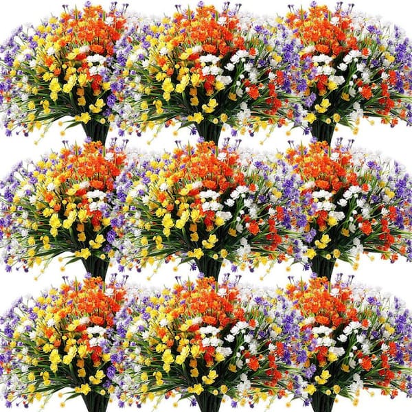 2.6 in Multi-Colored 40 Bundles Outdoor Artificial Flowers UV Resistant ...