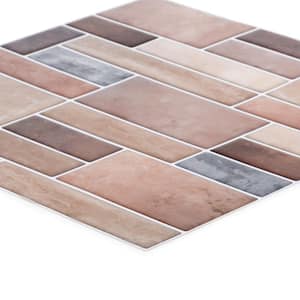 Self-Adhesive Marble Look Subway Beige 10 in. x 10 in. Peel and Stick Wall Tiles 10 in. x 10 in.